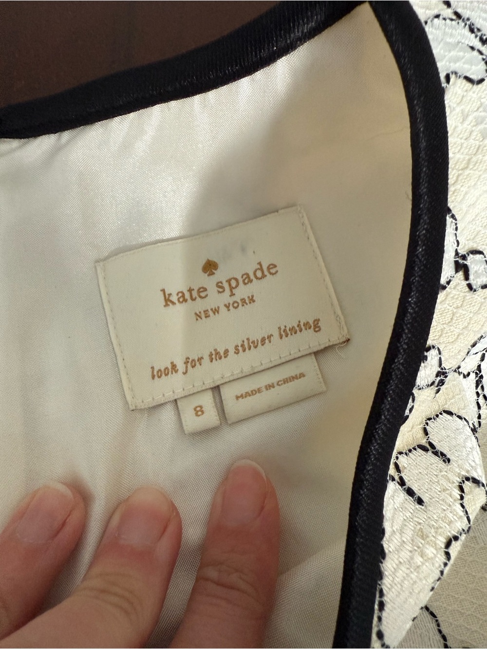 Kate Spade Sleeveless White and Black Floral Lace A-Line Dress - Picture 7 of 11